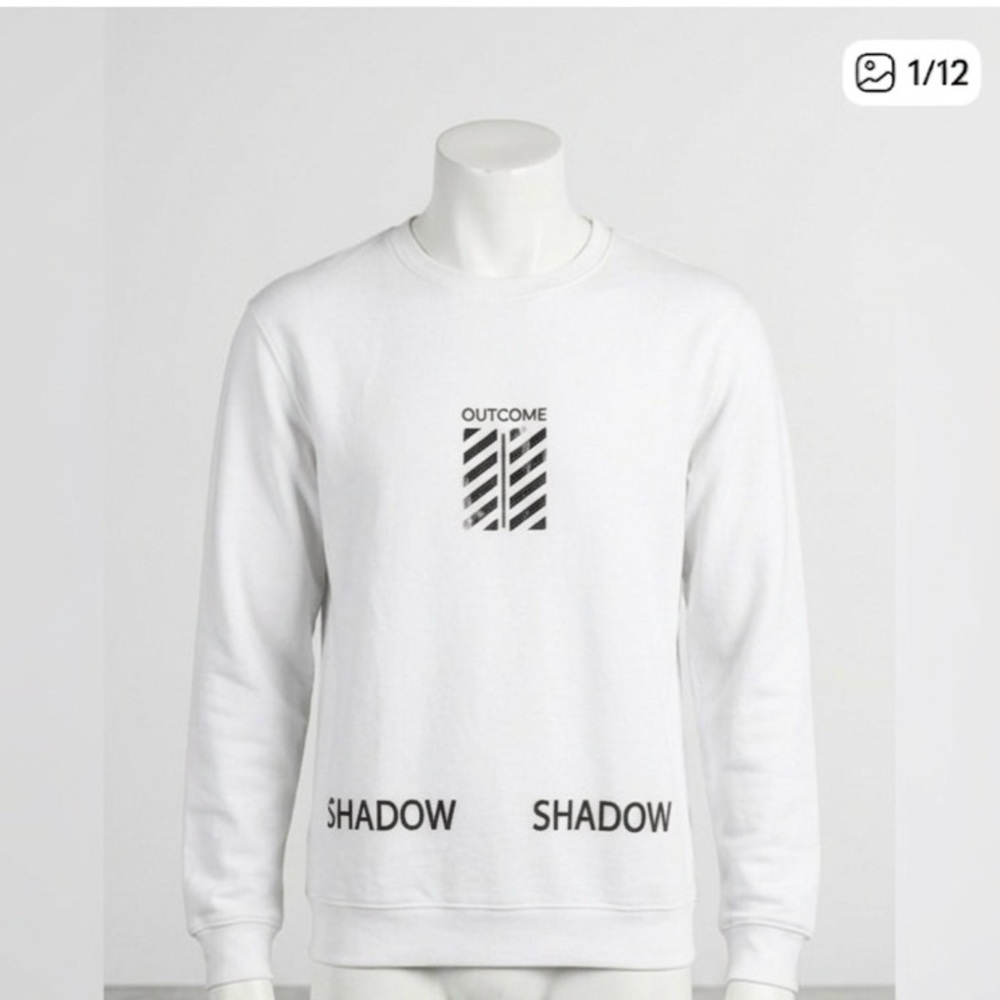 Gianni Lupo White “Outcome Shadow”Graphic Crewneck Sweatshirt Mens Medium